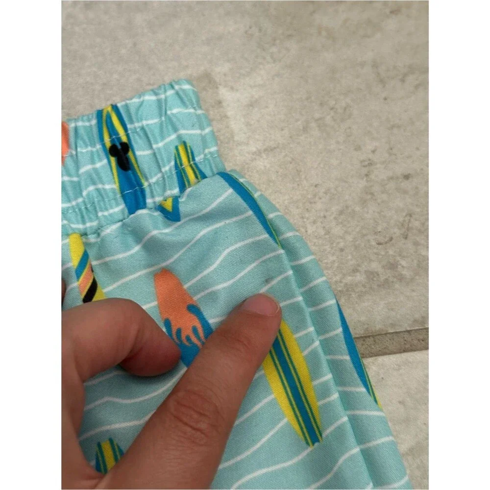 Disney Surfboard Mickey Print Swim Trunks Aqua Beach Swim Shorts Size 3T Summer